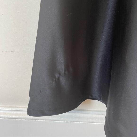 Vintage Tadashi Shoji Black Sheer Satin Long Sleeve Dress Gown 10 - Picture 8 of 9